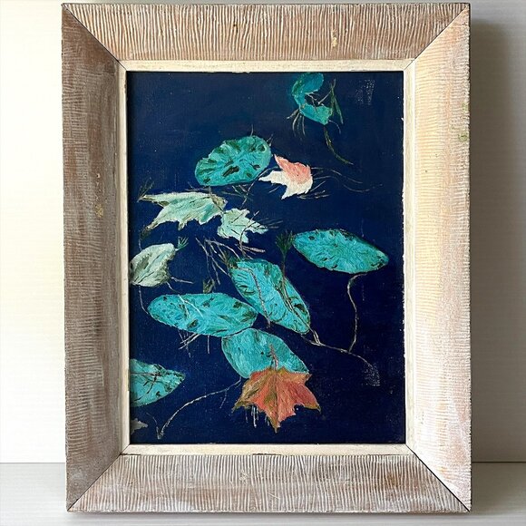 Original Oil Painting End of Summer Abstract Water Scene Nature Wall Art Framed - Picture 1 of 7